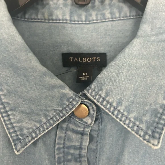 Talbots Blue Buttoned Pleated Midi Dress - Picture 6 of 6